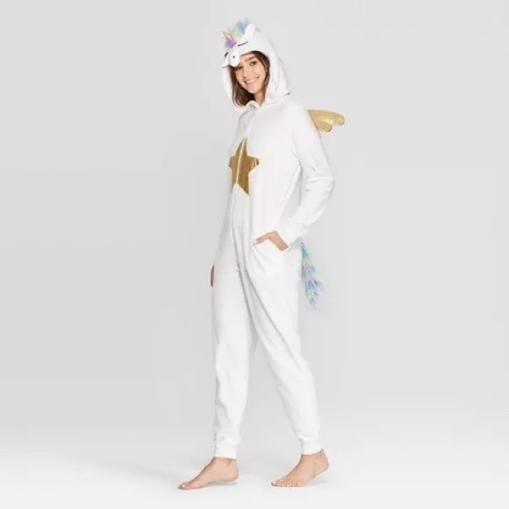 Pijama Enterito Unicornio Blanco Talla M/L