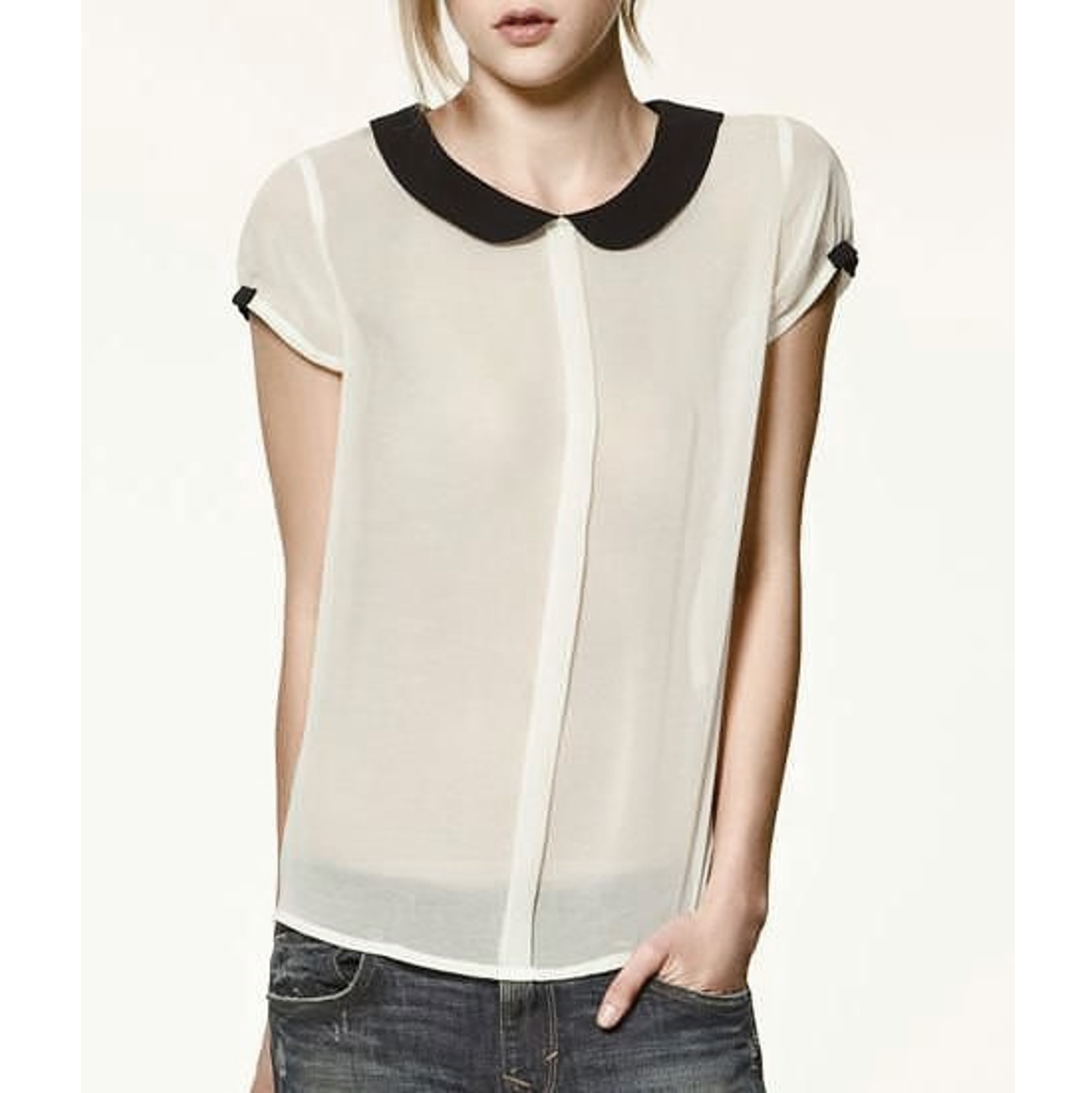 Blusa Crema Zara Talla M