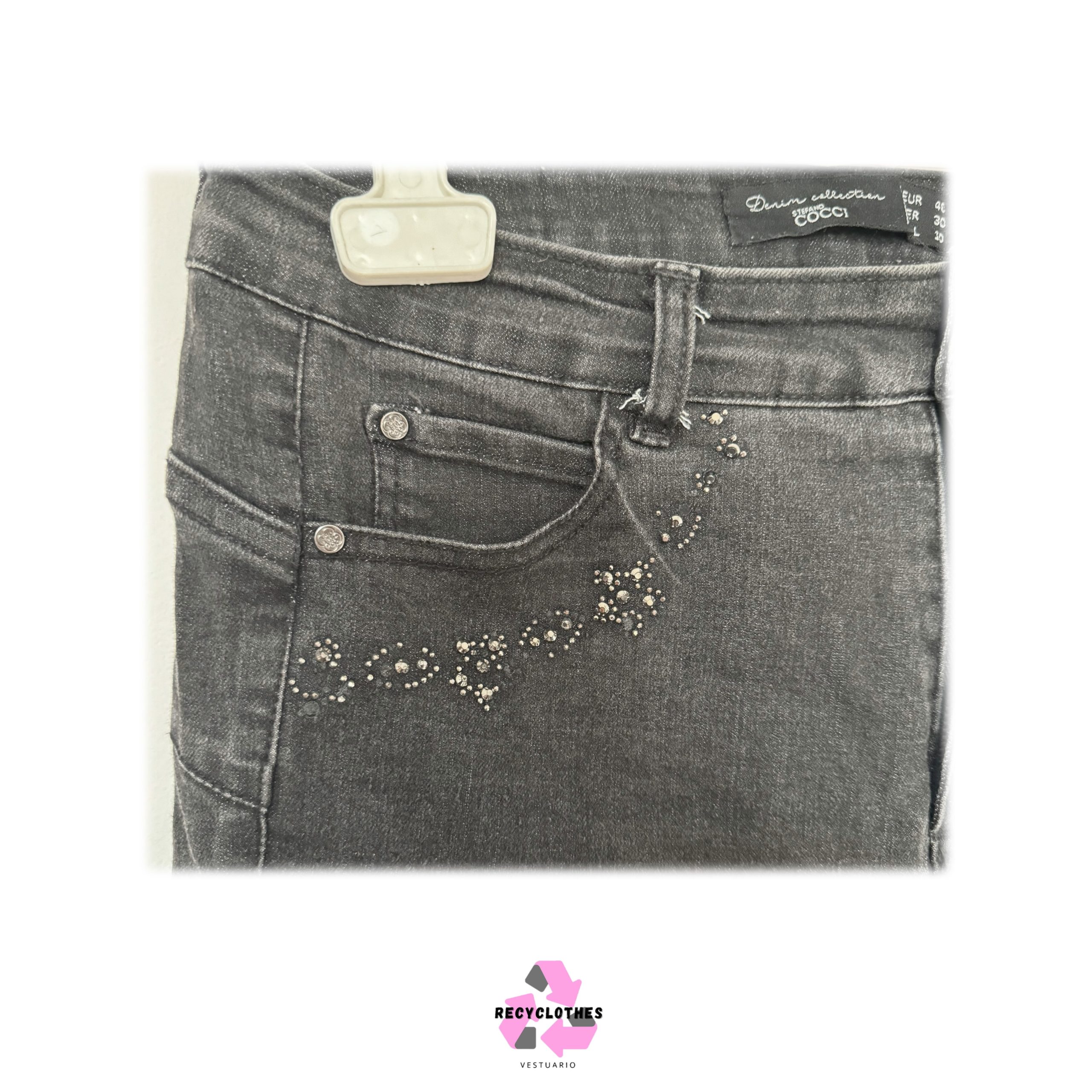 Jeans Negro Talla 40 Stefano Cocci - Imagen 5